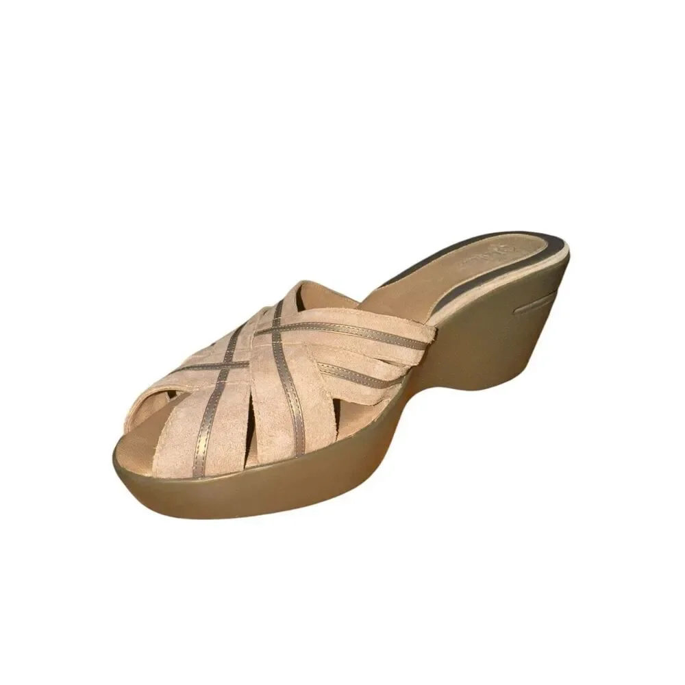 Cole Haan tan/ taupe Peep Toe Platform Sandal Women's Sz 10 Great Condition
